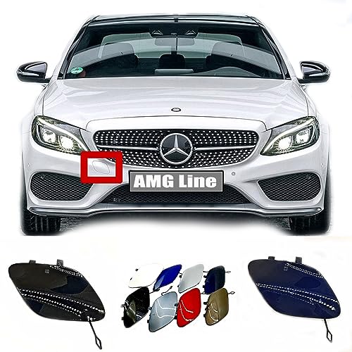 Trimla Front Tow Cover for 14-17 Mercedes Benz C-Class W205 AMG Line Fit C180 C200 C220 C250 C260 C280 C300 C320 C350 2014 2015 2016 2017 Bumper Hook Eye Cap 2058850724