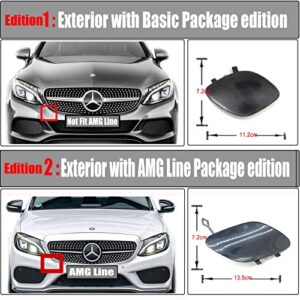 Trimla Front Tow Cover for 14-17 Mercedes Benz C-Class W205 AMG Line Fit C180 C200 C220 C250 C260 C280 C300 C320 C350 2014 2015 2016 2017 Bumper Hook Eye Cap 2058850724