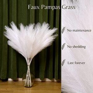 Perfnique Faux Pampas Grass, 9PCS Pompas, Large Pampas Grass, 38'' Tall Pampas Grass for Floor Vase, Pampas Grass Decor Tall for Vase Fillers, Boho Wedding Decor, Rustic Farmhouse Home Decor (White)