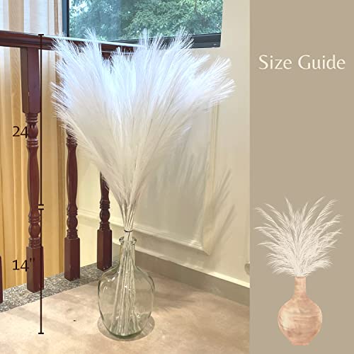 Perfnique Faux Pampas Grass, 9PCS Pompas, Large Pampas Grass, 38'' Tall Pampas Grass for Floor Vase, Pampas Grass Decor Tall for Vase Fillers, Boho Wedding Decor, Rustic Farmhouse Home Decor (White)