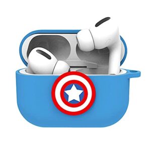 narym superhero case for airpods pro (2nd/1st generation), cartoon protective liquid silicone case with keychain compatible with apple airpods pro 2nd/1st (2022/2019), captain a, blue