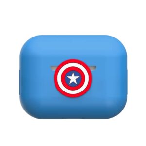 NARYM Superhero Case for AirPods Pro (2nd/1st Generation), Cartoon Protective Liquid Silicone Case with Keychain Compatible with Apple AirPods Pro 2nd/1st (2022/2019), Captain A, Blue