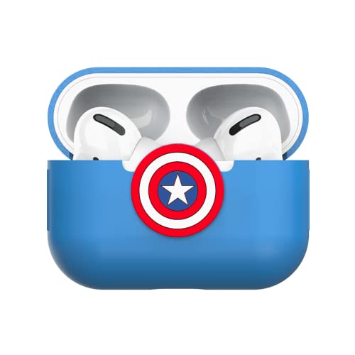 NARYM Superhero Case for AirPods Pro (2nd/1st Generation), Cartoon Protective Liquid Silicone Case with Keychain Compatible with Apple AirPods Pro 2nd/1st (2022/2019), Captain A, Blue