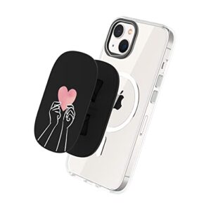 rhinoshield gripmax compatible with magsafe - grip, stand, and selfie holder for phones and cases, repositionable and durable, best paired phone cases for magsafe - my heart to you