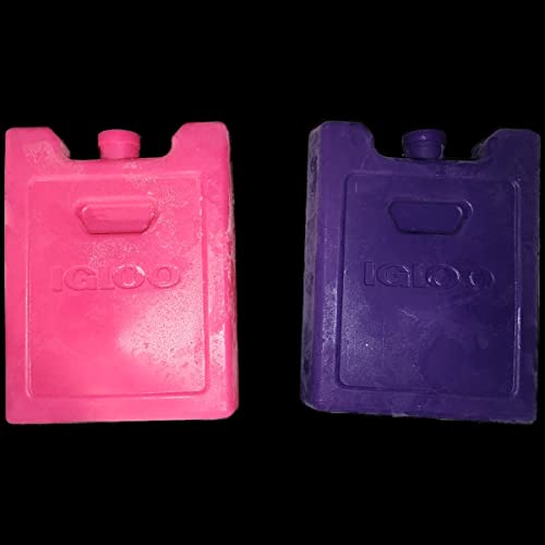 igloo reusable lunch ice packs great for lunch box or igloo ice cooler 2 pack (purple & pink)