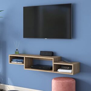 lawa furniture modern floating tv stand, shelf for under wall mounted tv with storage, 51.1 in width