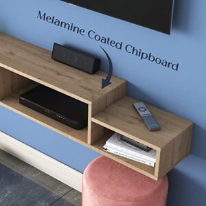 LAWA FURNITURE Modern Floating TV Stand, Shelf for Under Wall Mounted TV with Storage, 51.1 in Width