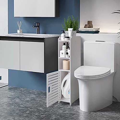 SENYAN Waterproof Bathroom Floor Storage Cabinet with Doors and Shelves, Freestanding Bathroom Storage Cabinet Floor Cabinet for Living Room, Bedroom, Bathroom, Kitchen, White