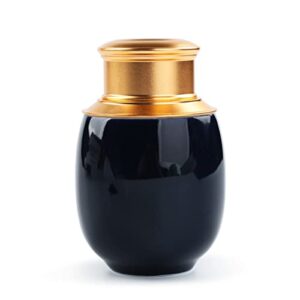 Small Urns for Human Ashes, Decorative Mini Urn,Cremation Keepsakes for Ashes,Human or Pet Small Ashes Urn,Handmade Ceramic Double Alloy Material Sealing Cap, with Woodgrain Box (Dark Blue)