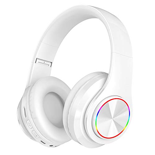 iChenovo Wireless Bluetooth Headphones,Colorful LED Lights Comfort Over Ear Foldable Headset with Built-in Microphone,FM,SD Card Slot,Wired for School/Tablet Computer/PC/TV/Cellphones/Travel