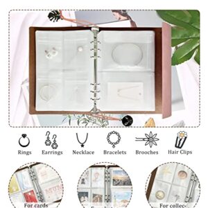 Verkigle Travel Jewelry Organizer, A5 Binder Jewelry Storage Book with Pockets, Foldable Earring Holder with Clear Jewelry Bags for Ring, Studs and Bracelet(70 Grids+70 Thicken PVC Bags)