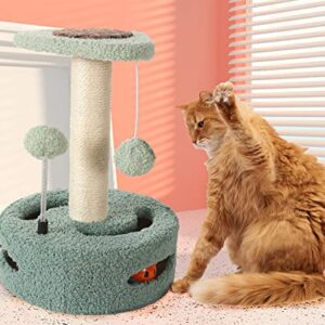JIXIANGDOG Cat Scratching Post Cat Scratcher for Indoor Cats Natural Sisal Covered Cats Scratch Toy with Interactive Track Balls and Soft Dangling Ball for Kitten and Adult Cats
