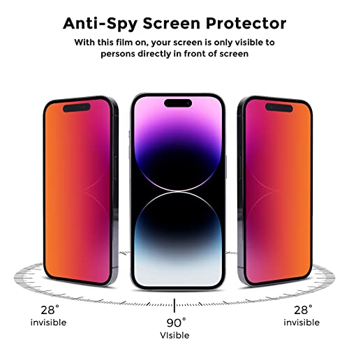 JIEYKJO For iPhone 14 pro max/iPhone 15 plus Privacy Screen Protector - Anti-Blue Light, Anti-Glare, Anti-Spy Gradient Color Privacy Screen Protector Film (6.7 inch)