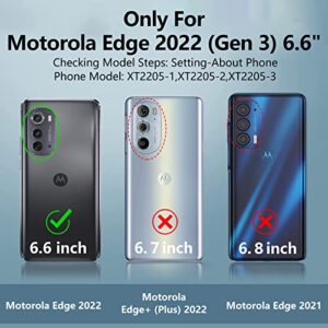 for Motorola Edge 2022 Case with 2 Pcs Tempered Glass Screen Protector, [Military Grade] 16ft. Drop Tested Protective Cover with Magnetic Kickstand Car Mount for Motorola Moto Edge 2022, Blue