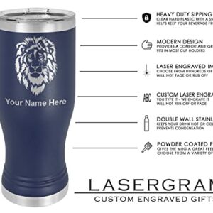 LaserGram 14oz Vacuum Insulated Pilsner Mug, Flag of Puerto Rico, Personalized Engraving Included (Navy Blue)