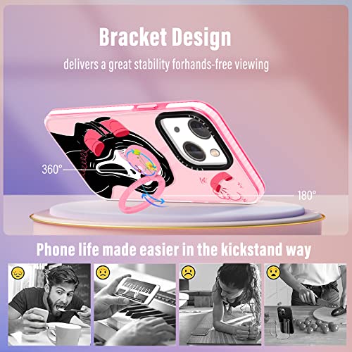 Kokaaee (2in1 for iPhone 14 Case Cute Skeleton Skull for Women Girls Kawaii Girly Phone Cases Cool Funny Gothic Unique Design Soft TPU Bumper Cover+Ring Holder for iPhone14 6.1"