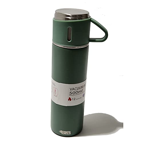 BT53 Stainless Steel 500 ML Vacuum Flask/Bottle/Thermos for Hot and Cold Drinks with Three Cups (Green)