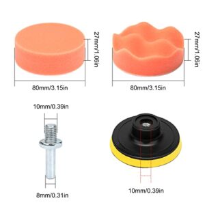 3 Inch Polishing Pad, 7PCS Car Cleaning kit Car Wax Applicator Pad Wool Sponge Buffing Pads Drill Buffing Kit with Drill Adapter for Car Headlight Restoration,Sanding, Polishing,Waxing & Sealing Glaze