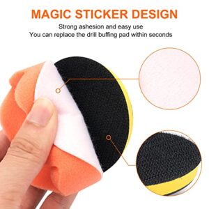 3 Inch Polishing Pad, 7PCS Car Cleaning kit Car Wax Applicator Pad Wool Sponge Buffing Pads Drill Buffing Kit with Drill Adapter for Car Headlight Restoration,Sanding, Polishing,Waxing & Sealing Glaze