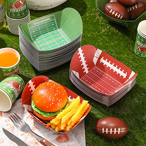 Yungyan 100 Pieces Football Paper Bowl Football Food Trays Nacho Trays Football Paper Party Bowls Football Party Supplies Disposable Serving Trays for Tailgate Party Decorations (Mixed Style)