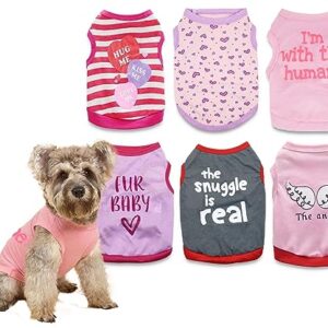 6 Pack Girl Dog Clothes for Girls Small Dog Shirts Puppy T Shirt for Small Dogs Girl Clothes Dogs T-Shirt Chihuahua Yorkie Clothes