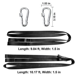 Snowmobile Tow Straps, Heavy-Duty ATV Towing Rope with Stainless Steel Hooks for Snowmobile, Sled, Skidoo or ATV, Snowmobile Safety Tool Accessories Kit (Black, 10 ft)