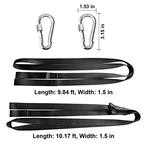 Snowmobile Tow Straps, Heavy-Duty ATV Towing Rope with Stainless Steel Hooks for Snowmobile, Sled, Skidoo or ATV, Snowmobile Safety Tool Accessories Kit (Black, 10 ft)