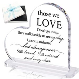 qunrwe sympathy gift memorial bereavement gifts,acrylic heart condolence gifts for loss of loved one,loss of father,loss of mother,day of the dead table decorations remembrance gifts