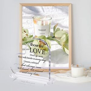 Qunrwe Sympathy Gift Memorial Bereavement Gifts,Acrylic Heart Condolence Gifts for Loss of Loved One,Loss of Father,Loss of Mother,Day of the Dead Table Decorations Remembrance Gifts