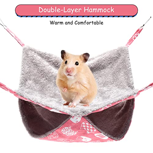 XINRUI 2 Pack Ferret Rat Hammock, Guinea Pig Cage Accessories, 13.7x13.7 Inches, Pet Cage Hanging Bunkbed Hammock for Small Animals, Guinea Pig, Ferret, Kitten, Squirrel, Chinchilla, Rat (Red, Blue)