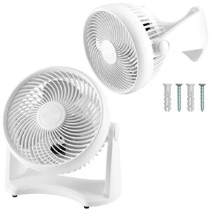 eoenvivs small wall fan 9 inch turbo 90 degree vertical tilt wall mount with 3 speed 25ft distance, cooling fan for bedroom office home corner, small portable fans electric room table fan