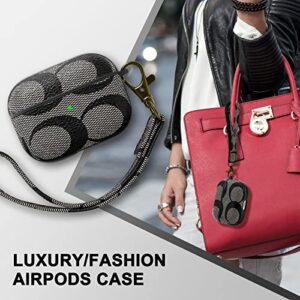 CULIPPA AirPods Pro 2 Case Cover 2022, Full-Body Hard Shell Luxury Leather Scratch Resistant Drop Proof Protective Cover for Women Girl Earphones Charging Case - Black