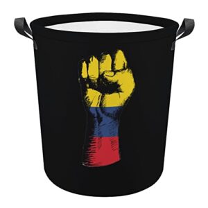 colombian flag nation spirit laundry hamper round canvas fabric baskets with handles waterproof collapsible washing bin clothes bag