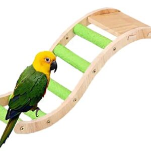 Bird Ladder, Hosrnovo Wooden Green Parakeets Toys, 12.6Inch Bird Perches, Pet Cage Accessories for Cockatiels Budgie Conure Lovebirds Canary Hamster