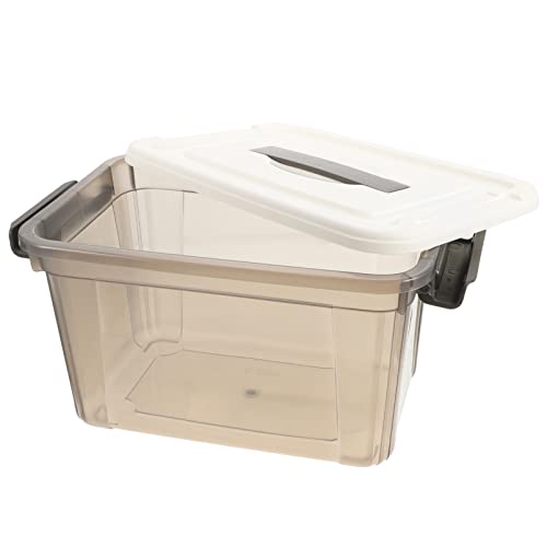 Plastic Storage Bin Tote Organizing Container with Lid Clear Plastic Storage Box Stackable Storage Bins Clothing Organizer Sundries Bin for Clothing Camping