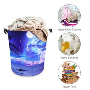 Comics Pegasus Laundry Hamper Round Canvas Fabric Baskets with Handles Waterproof Collapsible Washing Bin Clothes Bag