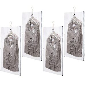 tailink hanging vacuum storage bags space saver bags for short clothes, 4 pack 41.3 x27.6 inch, space saver garment bags for short jacket, suits, dresses space bags hanging vacuum storage bags