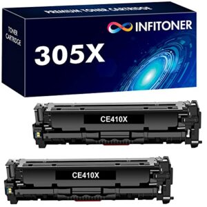 infitoner 305x black high-yield toner cartridge 2-pack compatible replacement for hp 305x 305a ce410x ce410a for pro 400 color mfp m451dn m451nw m475dn m476nw m476dn m476dw m451 m475 m351 m375 printer