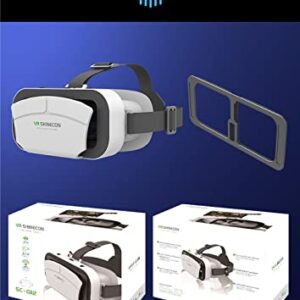 VR Headset Compatible with iPhone & Android Phone Within 4.7-7.2inch Display Screen- Universal Virtual Reality Goggles- Soft & Comfortable Updated 3D Glasses (G12-White)
