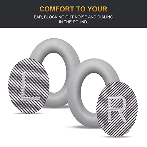 BINGLE Upgraded QC35 Replacement Ear Pads for Bose & Sound Insulation Bose QC35 ii Replacement Ear Pads, Added Thickness QC35 Replacement Headphone Pads with Soft Leather, Memory Foam Gray