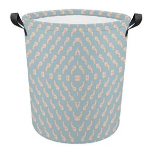 repeating penis pattern laundry hamper round canvas fabric baskets with handles waterproof collapsible washing bin clothes bag