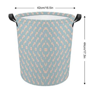 Repeating Penis Pattern Laundry Hamper Round Canvas Fabric Baskets with Handles Waterproof Collapsible Washing Bin Clothes Bag