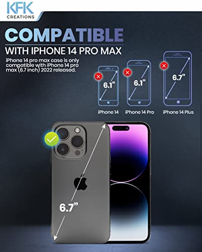 KFK Creation for iPhone 14 Pro Max Case, [3 in 1] 1X Clear Case [Not-Yellowing] with 1X Tempered Glass Screen Protector + 1X Camera Lens Protector, [Military-Grade Drop Protection] Phone Case 6.7 Inch