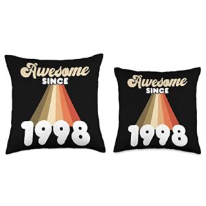 Retro 25th Birthday Apparel 25th Birthday Men Women Awesome Since 1998 Throw Pillow, 16x16, Multicolor