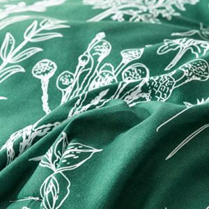 JANZAA Duvet Cover Queen Size,3 Pieces Floral Emerald, Botanical Green Duvet Cover,Microfiber Soft Bedding Set with Zipper Closure 4 Ties (2 Pillow Cases)