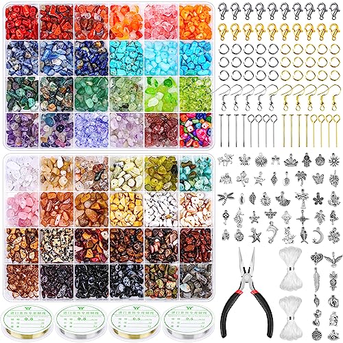 PAXCOO 2278Pcs Crystal Beads for Jewelry Making Supplies, 48 Colors Ring Making Kit Crystals Jewelry Making Kit for Adults Bracelet Earring Necklace Making