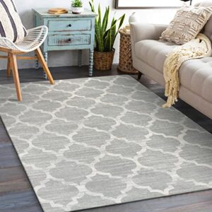 lahome moroccan machine washable rug - 5x7 area rugs for living room non-slip throw large grey rugs for bedroom modern trellis carpet for entryway office kitchen dining room rug decor (5'x7', gray)