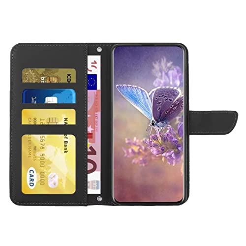 for Oppo Reno 6 Pro 5G Wallet Case,ZXL 3D Bling Card Slot Holder Flip Magnetic Phone Cover PU Leather with Wrist Strap Case for Oppo Reno 6 Pro 5G Black