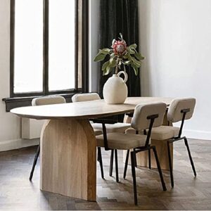 baycheer vintage solid wood top oval dinette table wood base dining table for living room - natural wood 55.1" l x 27.6" w x 29.5" h (table only)