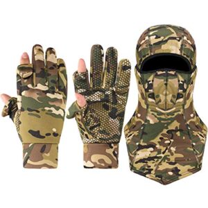 camo hunting gloves for men full face cover hunting mitten balaclava anti slip full finger fingerless mitten wind resistant (classic series, m)